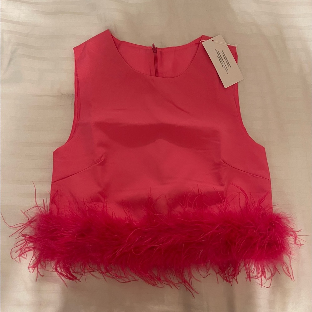 Pink Feathered Top